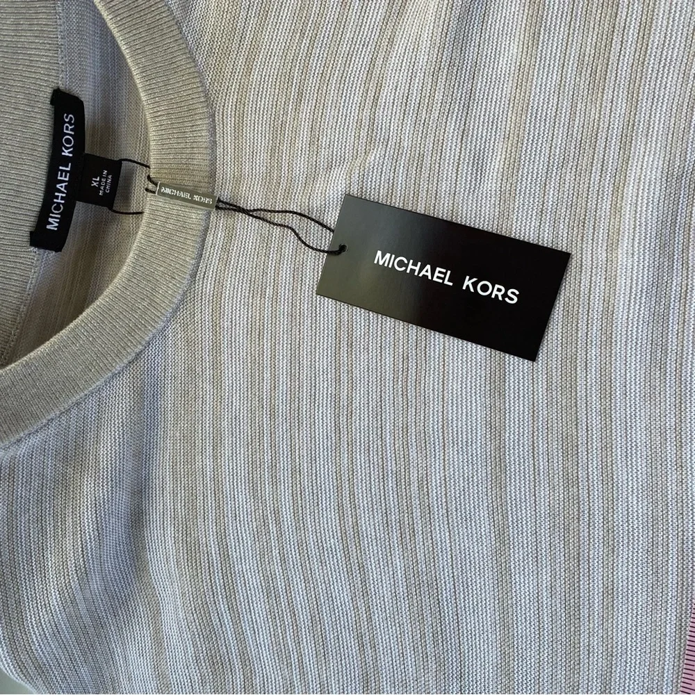 MICHAEL KORS Striped Oatmeal Crewneck Sweater - Picture 7 of 7